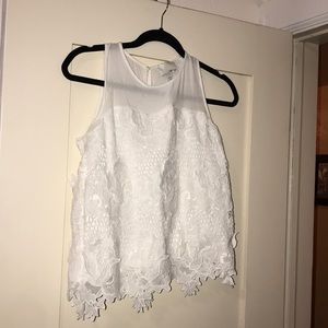 Anthropology Flowered White Tank